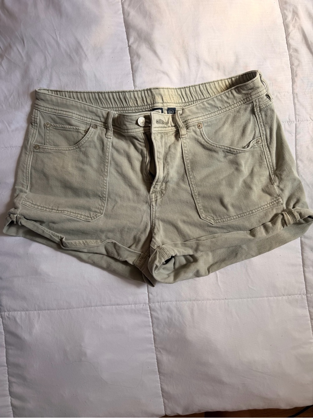 American Eagle Outfitters Light Olive Green Denim Shorts